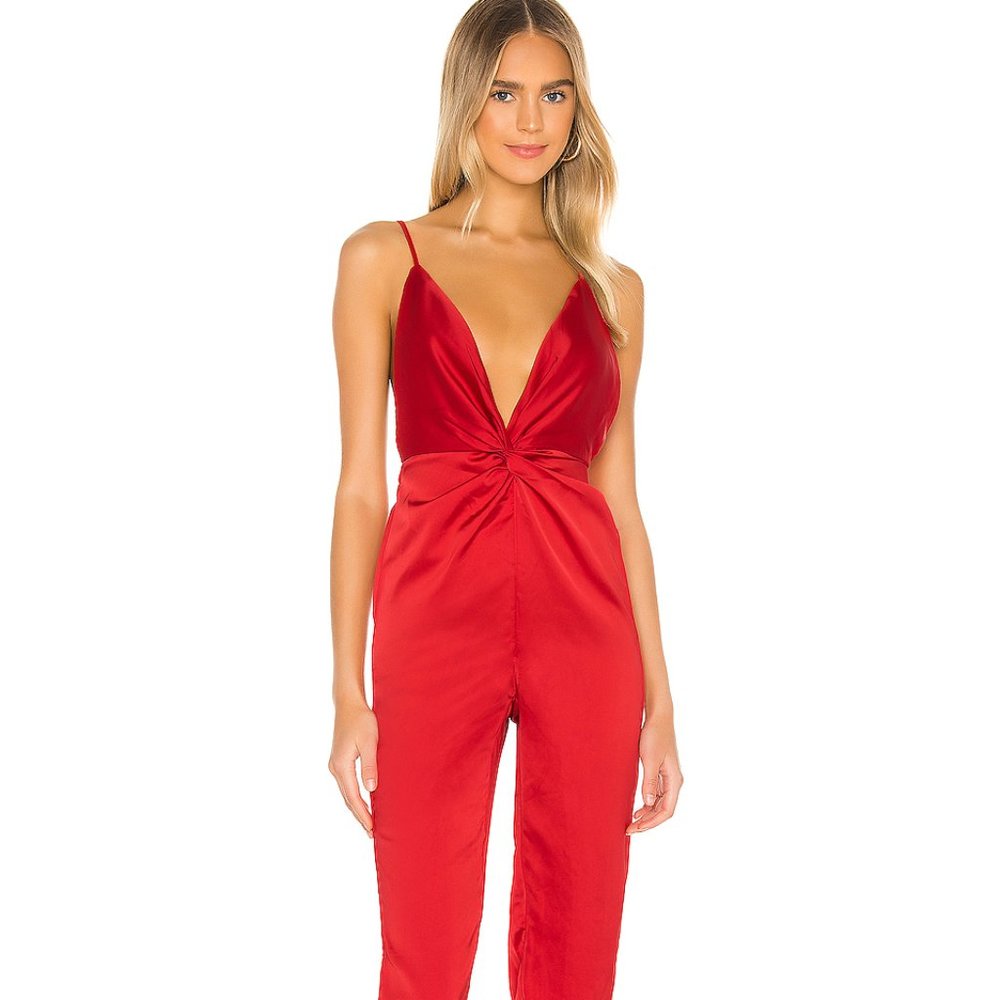 Superdown Hawthorne Twist Front Jumpsuit in Red